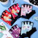 6 Pairs Christmas Kids Bike Gloves Gift Cute Fingerless Gymnastics Workout Golf Gloves for Girls Boys (Black)
