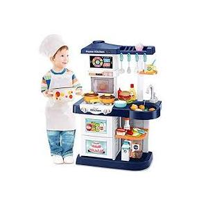 PETERSVILLE Kids Big Size Kitchen Set Toys Set for Girls with Realistic Lights & Sounds, Simulation of Spray, Play Sink with Running Water