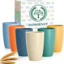 Homienly Unbreakable Plastic Cups Set Wheat Straw Cups 20 OZ Drinking Glasses Reusable Cups for Kitchen Outdoor Stackable Tumblers Water Glasses Drinking Set Freezer Dishwasher Safe (6 PCS, Multi)