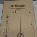 Adjustable Outdoor Shepherd Hook Stand with 5 Prong Base, 60 Inches Tall 3/5 in Thick, Shiny Black (2 Packs)