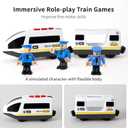 WOOD CITY Battery Operated Train for Wooden Track, Electric Locomotive Train Set with Powerful Engine Compatible with Thomas, Brio, Chuggington, Bullet Car Toys for Toddlers 3 4 5 Year Olds