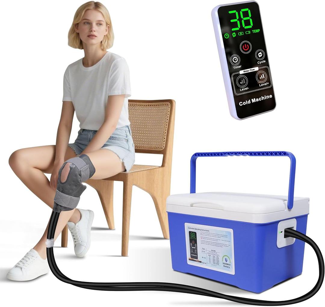Cold Therapy Machine, Built-in 3000mAh Battery, Cold Therapy for Knee Replacement, Ice Machine for Knee After Surgery, Cryotherapy Systems Suitable for Home use,