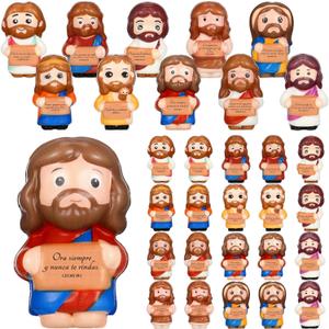 Sotiff 20 Pcs Mothers Day Jesus Squishy Bulk 2.36 Inch Small PU Foam Jesus Stress Relief Figures Inspirational Christian Stress Ball Religious for Church (Spanish)