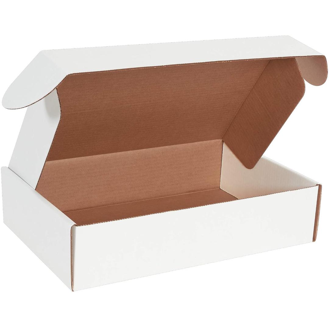 BOX USA 17" Deluxe Shipping Boxes 17 1/8"L x 11 1/8"W x 4"H, 50-Pack - White Box Mailers for Packaging, Storage, Gifts or Bulk Business Orders
