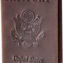 Genuine Leather Passport and Vaccine Card Holder Combo, RFID Blocking, Coffee, Unisex