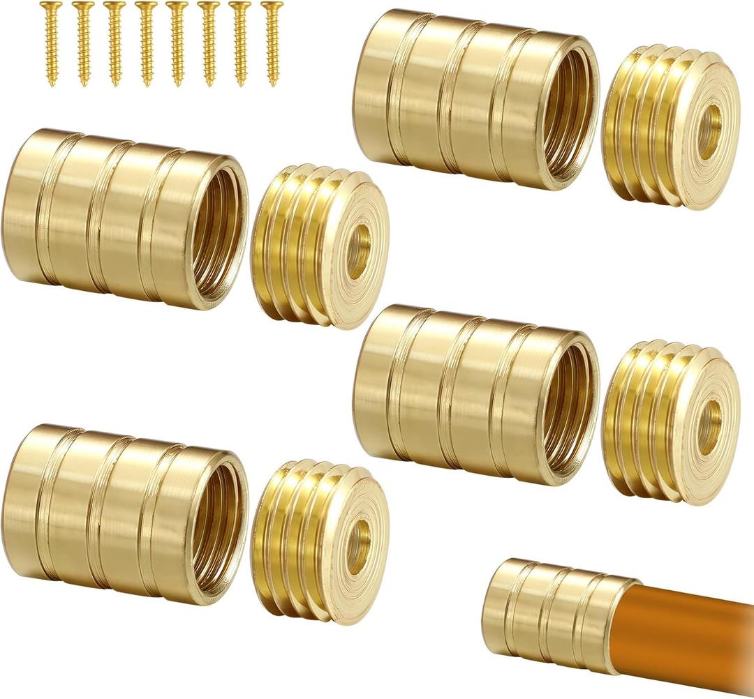 4 Pcs Inside Mount Cafe Curtain Rod Inside Mount Hidden Socket Brass Plated Brackets for 3/8" Rodding (Brass Color)