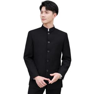 GUOYUXIAO Zhongshan Suit for Men - Classic Stand Collar Jacket in Company Uniforms, Lightweight Cotton Blend Daily Attire XL