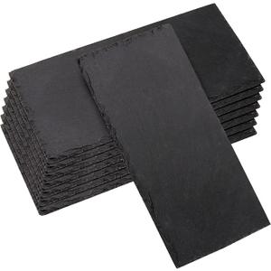 8 Pack 10 x 5 Inch Slate Cheese Board and Charcuterie Plates - Individual Stone Plates for Cheese, Meat, Appetizers