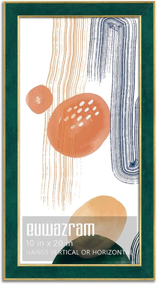 Suede 10x20 Frame - Single Frame, Christmas Elegant Green 10 x 20 Poster Frame, 10x20 Picture Frame for Artwork Puzzles Photos and Movie Posters