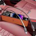 Car Seat Gap Filler Organizer with 69W Retractable Car Charger & Bluetooth Earpiece for Driving Calls, Car Accessories with Trucker Headset, Fits Sedans, SUVs, Pickup Trucks & Crossovers
