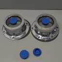 2pcs 343-4009 Aluminum Hub Cap for Trailer Axle, 3434009 6 Holes Hub Caps with Side Pipe Plugs Gaskets and Extra 2pcs Blue Rubber Plugs