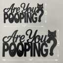Funny Bathroom Metal Decorative Signs, Black Silhouette Humor Toilet Decor Quotes, Rustic Farmhouse Home Cute Wall Art, Unique Housewarming Gift (Are You Pooping, 12")