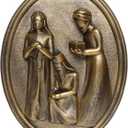 Framed Christmas Wall Art Nativity Three Wise Men for Holy Family 3D Oval, Vintage Christmas Wall Decor Gold Nativity Set Religious Decorations For Living Room Bedroom Hallway