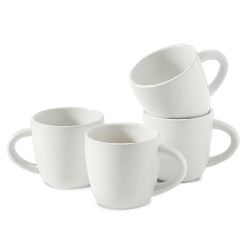 Hasense Espresso Cups Set of 4 Perfect for Demitasse, Cappuccino, Tea Bag and Juice, 5 Ounce Ceramic Stackable Mini Coffee Mugs Suit for Espresso Machine and Coffee Maker, White