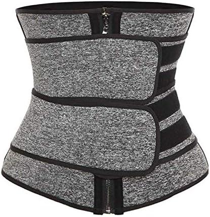 Corset Women's Body Shaper Seamless Sweat Sports Black Workout Waist Trainer (Double Belt Grey) 
S