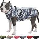 Dog Coat Winter Warm Dog Jackets for Large Dogs Reflective Snowsuit with Harness Fleece Dogs Snow Jacket Waterproof Pet Clothes for Cold Weather (Grey-Camouflage) 4XL
