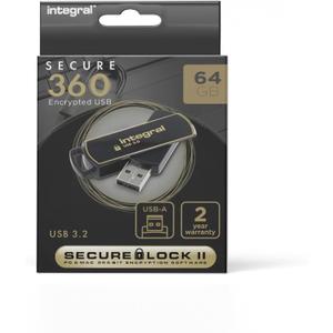 Integral 64GB Secure 360 Encrypted USB3.0 Flash Drive (256-bit AES Encryption)