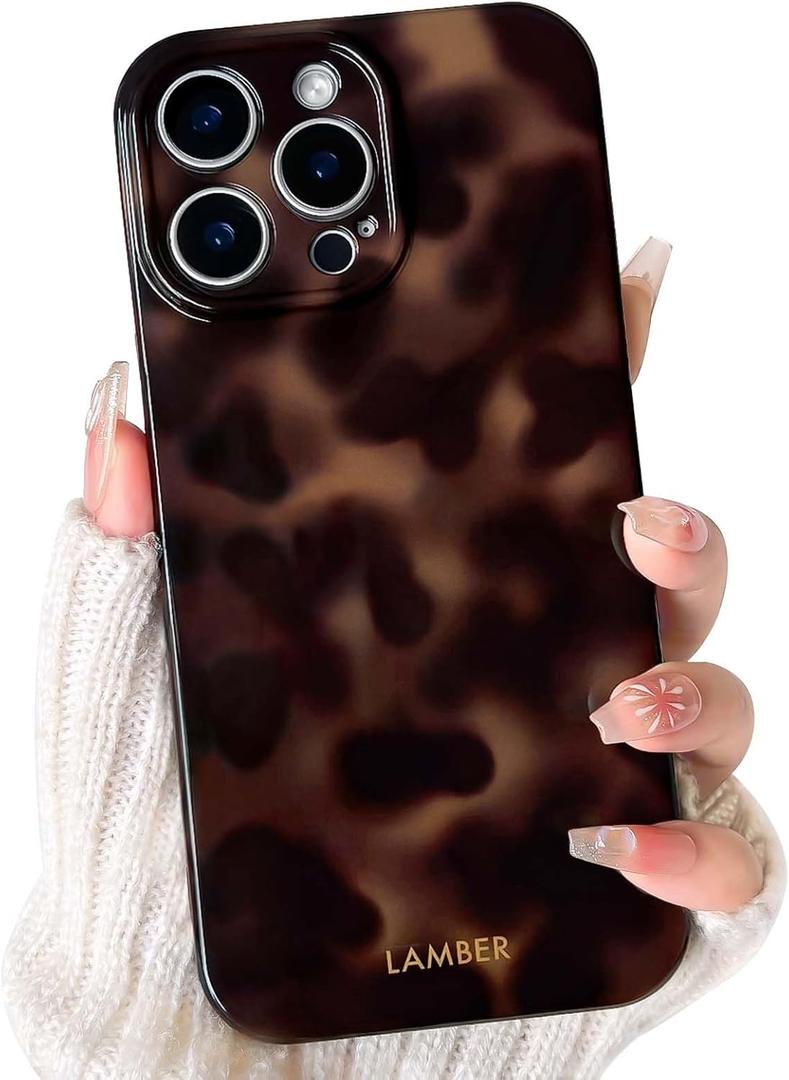 NITITOP Compatible with iPhone 12 Pro Max Case Cute Stylish Leopard Print Amber Aesthetic Tortoise Design for Women Girls Men Soft TPU Shockproof Protective Cover - Brown