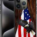 DJSOK Case for iPhone 16 Pro Max,Luxury Pattern Design Shockproof Rugged Cover,Cases for Man Woman-Eagle American Flag