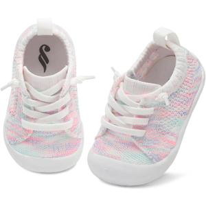 JIASUQI Baby Shoes for Toddler Boys Girls Sneakers Slip on Walking Shoes for Babies (12-18 Months Infant, Colorful White)