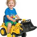 HOMCOM Ride On Excavator, Kids Bulldozer Pull Cart with Horn, Under Seat Storage, Sit and Scoot Pretend Play Toy Construction Car for Ages 18-48 Months