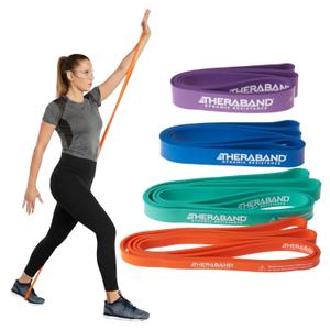 THERABAND High Resistance Bands Set of 4, Light to Extra-Heavy Elastic Super Bands for Full Body Workouts, Physical Therapy, Strength Training, Durable 41 Loop Exercise Bands, 15-50 lbs Resistance