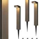 EDISHINE Low Voltage Pathway Lights Wired, 3000K 3.2W 50, 000Hrs Waterproof LED Outdoor Landscape Lighting with Connectors, 12V Modern Cast-Aluminum Landscape Path Lights for Walkway Garden, 4 Pack