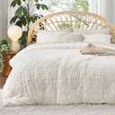 Bedsure Oversized King Comforter Set - Ivory Comforter, Boho Tufted Distressed Vintage Bedding, 3 Pieces Farmhouse-Style Bed Set for All Seasons, Fluffy Soft Bedding with 2 Pillow Shams