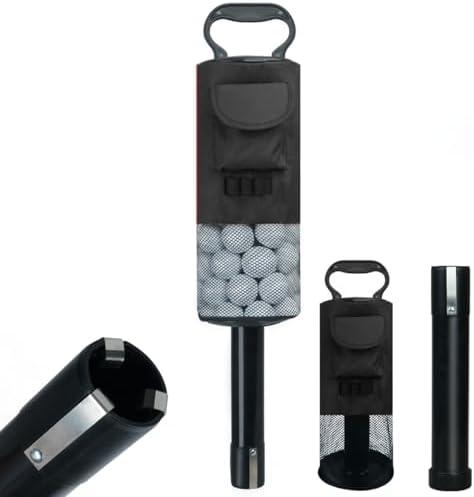 HOW TRUE Golf Ball Retriever, Portable Shag Bag Golf Ball Pick Up with Removable Plastic Tube, Pocket Shagger Storage
