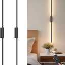 39.4In Battery Operated Wall Sconces Set of Two,12000mAh Wireless Rechargeable Sconces 3 Colors Dimmable with Remote for Living Room Bedroom (Black)