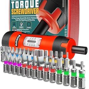 Aiourx Torque Screwdriver Set, 1/ 4" Drive 10-80 Inch Pounds lbs, 31 Pcs Torque Screwdriver Wrench with S2 Steel Bits Set for Professional Maintenance, Tools, Bike Repairing and Mounting