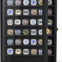Championship Ring Display Case, 36 Ring Posts Sports Ring Display Case Wooden Shadow Box for Baseball Basketball Football Softball Award Rings Fan Souvenirs