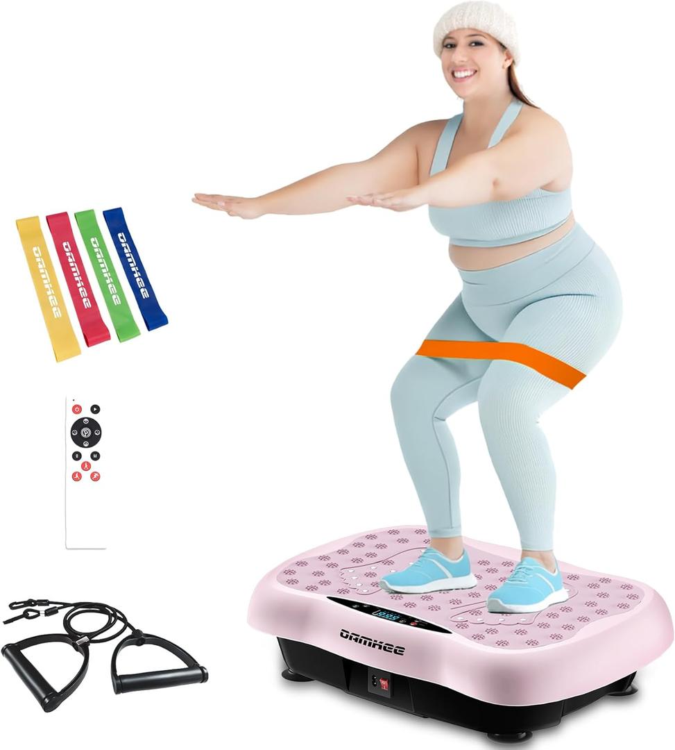 Vibration Plate Exercise Machine, Whole Body Vibration Plateform, Vibrating Board for Weight Loss and Fitness, Home Gym Equipment (Pink)