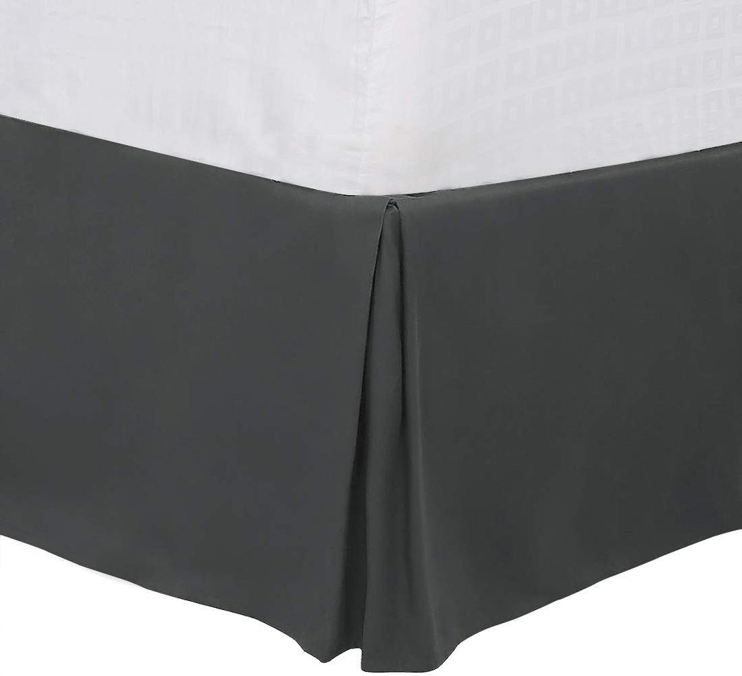 PiccoCasa Queen Size Pleated Bed Skirt, Ruffled Lightweight Box Spring Cover - 16 Inch Drop Dust Ruffle Bedskirt, Wrinkle Free and Fade Resistance, Easy to Stall - Dark Gray