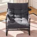 Accent Chair, Comfy Living Room Chair with Soft Cushion, Upholstered Armchair with Metal Frame for Bedroom Balcony Reading Room (Gray,Set of 1)