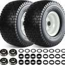 13x6.50-6 Flat Free Lawn Mower Tire Wheels; 2 Packs Non-Slip Puncture-proof Tire for Lawnmowers, Replacement 3/4" & 4 Pcs 5/8" Bearing with 24 Spacers for Zero Turn Mowers, Garden Tractors Carts