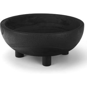 Wooden Decorative Bowl | 11" Large Wood Fruit Bowl for Kitchen Counter | Key Bowl for Entryway Table, Table Centerpieces, Shelf, Coffee Table | Natural Organic Paulownia Wood Bowl with Base | Black