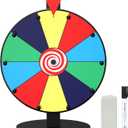 12 Inch 10 Slot Prize Wheel, Spinning Wheel for Prize, Prize Wheel Spinner with Stand, Tabletop Spinner Wheel with Dry Erase Markers and Eraser, Carnival Spin Wheel for Trade Show, Fortune Spin Game