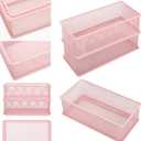 Annova Mesh Stackable Drawer Cabinet and Shelf Organizer Bins Storage Basket School Office Supply Holder Tray- Set of 2 (Light Pink, 3x6x2 Inch)