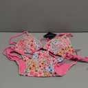 ZAFUL Women's Triangle Bikini Floral String Bikini Set Two Piece Swimsuit Bathing Suits (2-Coral ,Pink, Small)