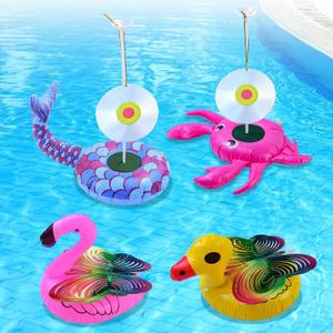 4 Pack Floating Reflective Pinwheels for Pool, Bird Reflectors Spinning Bird Scarer, Keep Ducks, Pigeons & Herons Away No Noise Pool Wind Spinner for Outdoor Swinmming Pool & Garden Decoration