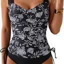 B2prity Tankini Swimsuits for Women Tummy Control Two Piece Bathing Suit High Waisted Wrap Swim Suit with Bottom Swimwear, Large