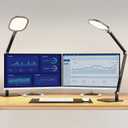 LitONES LED Desk Lamp for Home Office, Professional Eye-Caring Diffused Desk Light, 3 Color 10 Brightness Computer Light, Dimmable Office Lamp with Memory & Timer Function, Metal Swing Arm Table Lamp (Black (2-Pack))