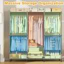 ULIFHOME E14C Pro Heavy Duty Closet Organizer System，Freestanding Clothing Racks for Hanging Clothes，Adjustable Garment Rack 69" W × 16" D × 77" H Hold 960 lbs，Black Rack with Black Dustproof Cover