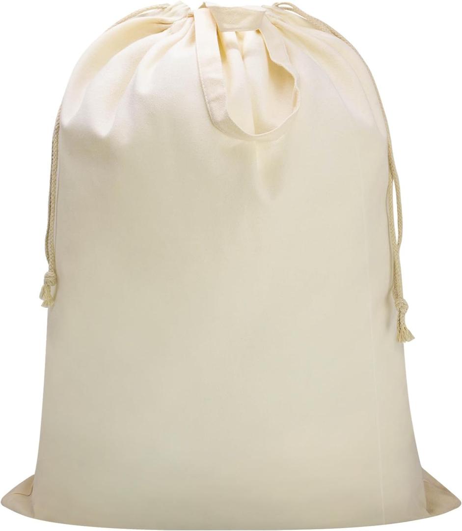 Canvas Laundry Bag with Handles & Drawstring Closure 30Wx35"H, Thick Canvas Laundry Bag Large Heavy Duty Washable Dirty Clothes Travel Sack for Camp, College Dorm, Laundromat (1Pack) (Beige)