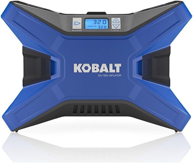 Kobalt 120v & 12v Portable Air Compressor Inflator Tire Pump Nozzle Needles 120 PSI LED Display
