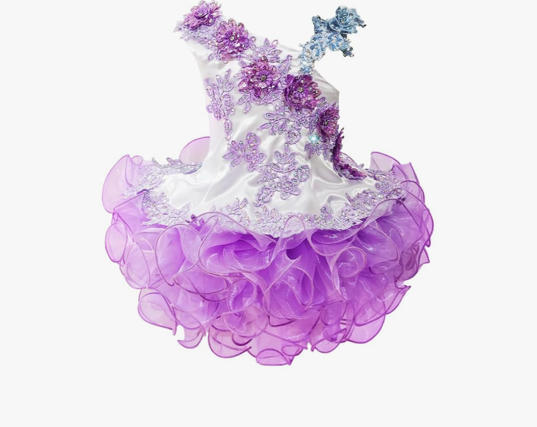 Baby Girls Handmade Beaded Dresses Pageant Dress Birthday Dresses infent Princess Dress Purple 18-24