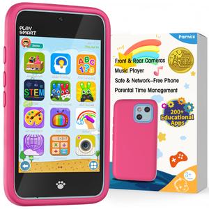 Kids Toy Phones with 200+ Educational Puzzle Games, Dual Camera Child Smartphone for Boys Girls Age 3-12, 4" Touchscreen Learning Toys with Parental Control for Toddler Gift, Pink