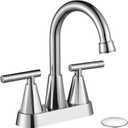 Cobbe Chrome Bathroom Faucets for Sink 3 Hole, 4 inch Chrome Bathroom Sink Faucet with Pop-up Drain and Supply Hoses, Stainless Steel Lead-Free Centerset Touch On Faucets for Bathroom Sink Vanity RV