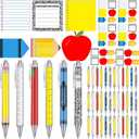 Thenshop 48 Pcs End of Year Teacher Gift Funny Teacher Sticky Notes Ballpoint Pen Notepad Self Adhesive Writing Thank Back to School Gifts for Employee Office Supplies(Schoolstyle)